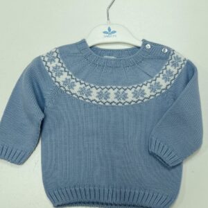 JERSEY DE BEBÉ AZUL CELESTE CON GRECA EN BLANCO (12 MESES)